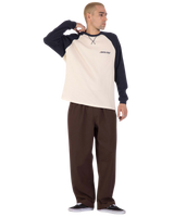 The Santa Cruz Mens Classic Strip Raglan Long Sleeve T-Shirt in Wax Paper & Midnight Blue