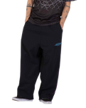 The Santa Cruz Mens Pinstripe Wide Leg Joggers in Black