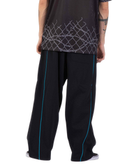 The Santa Cruz Mens Pinstripe Wide Leg Joggers in Black