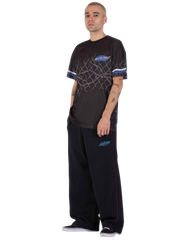 The Santa Cruz Mens Pinstripe Wide Leg Joggers in Black