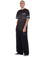 The Santa Cruz Mens Pinstripe Wide Leg Joggers in Black