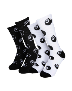 The Santa Cruz Mens Winkowksi Eight Baller Socks (2 Pack) in White & Black