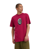The Santa Cruz Mens Crescent Bone Hand T-Shirt in Burgundy