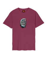 The Santa Cruz Mens Crescent Bone Hand T-Shirt in Burgundy