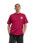 The Santa Cruz Mens Flaming Dice Dot T-Shirt in Burgundy