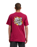The Santa Cruz Mens Flaming Dice Dot T-Shirt in Burgundy