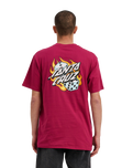 The Santa Cruz Mens Flaming Dice Dot T-Shirt in Burgundy
