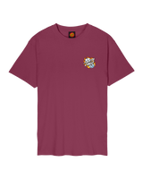 The Santa Cruz Mens Flaming Dice Dot T-Shirt in Burgundy