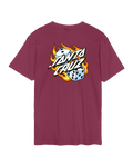 The Santa Cruz Mens Flaming Dice Dot T-Shirt in Burgundy