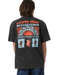 The Santa Cruz Mens Vintage Screaming Connect T-Shirt in Black Acid Wash