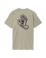 Stamped Screaming Hand T-Shirt in Stone Grey