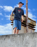 Out Of Time Front T-Shirt in Black Acid Wash