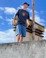 Out Of Time Front T-Shirt in Black Acid Wash