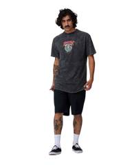 The Santa Cruz Mens Out Of Time Front T-Shirt in Black Acid Wash
