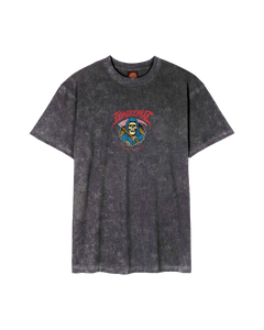 The Santa Cruz Mens Out Of Time Front T-Shirt in Black Acid Wash
