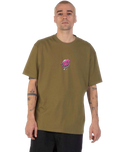 The Santa Cruz Mens Knibbs Cryptic World Centre T-Shirt in Deep Olive
