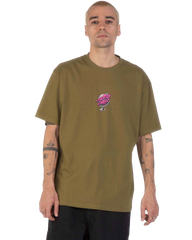 The Santa Cruz Mens Knibbs Cryptic World Centre T-Shirt in Deep Olive