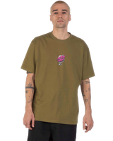 The Santa Cruz Mens Knibbs Cryptic World Centre T-Shirt in Deep Olive