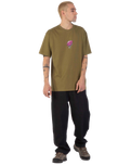 The Santa Cruz Mens Knibbs Cryptic World Centre T-Shirt in Deep Olive