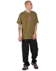 The Santa Cruz Mens Knibbs Cryptic World Centre T-Shirt in Deep Olive