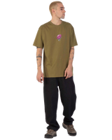 The Santa Cruz Mens Knibbs Cryptic World Centre T-Shirt in Deep Olive