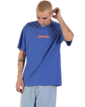 The Santa Cruz Mens Classic Fade Strip Centre T-Shirt in Sapphire