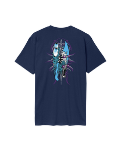 The Santa Cruz Mens Meek Pinstripe Slasher T-Shirt in Midnight Blue
