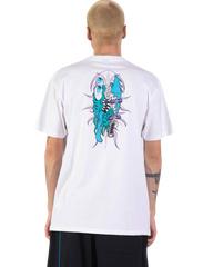 The Santa Cruz Mens Meek Pinstripe Slasher T-Shirt in White