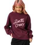 The Santa Cruz Womens Ribbon Script Front Sweatshirt in Dark Cherry