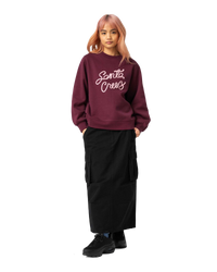 The Santa Cruz Womens Ribbon Script Front Sweatshirt in Dark Cherry
