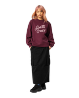 The Santa Cruz Womens Ribbon Script Front Sweatshirt in Dark Cherry