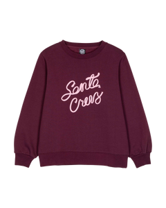 The Santa Cruz Womens Ribbon Script Front Sweatshirt in Dark Cherry