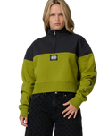 The Santa Cruz Womens Split Sun 1/4 Sweatshirt in Black Wash & Pesto