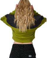 The Santa Cruz Womens Split Sun 1/4 Sweatshirt in Black Wash & Pesto