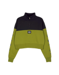 The Santa Cruz Womens Split Sun 1/4 Sweatshirt in Black Wash & Pesto