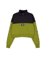 The Santa Cruz Womens Split Sun 1/4 Sweatshirt in Black Wash & Pesto