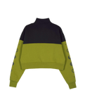 The Santa Cruz Womens Split Sun 1/4 Sweatshirt in Black Wash & Pesto