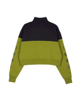 The Santa Cruz Womens Split Sun 1/4 Sweatshirt in Black Wash & Pesto