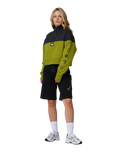 The Santa Cruz Womens Split Sun 1/4 Sweatshirt in Black Wash & Pesto