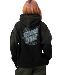 The Santa Cruz Womens Imprint Moon Dot Hoodie in Black Wash