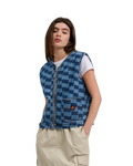 The Santa Cruz Womens Classic Label Gilet in Blue Wave Check