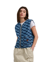 The Santa Cruz Womens Classic Label Gilet in Blue Wave Check