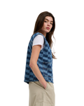The Santa Cruz Womens Classic Label Gilet in Blue Wave Check