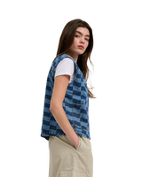 The Santa Cruz Womens Classic Label Gilet in Blue Wave Check