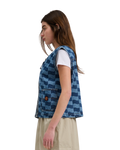 The Santa Cruz Womens Classic Label Gilet in Blue Wave Check