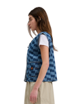The Santa Cruz Womens Classic Label Gilet in Blue Wave Check