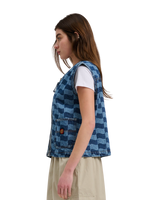 The Santa Cruz Womens Classic Label Gilet in Blue Wave Check