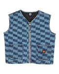 The Santa Cruz Womens Classic Label Gilet in Blue Wave Check