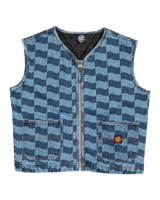 The Santa Cruz Womens Classic Label Gilet in Blue Wave Check