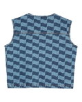 The Santa Cruz Womens Classic Label Gilet in Blue Wave Check